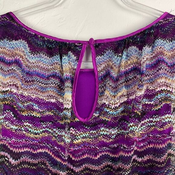 Cache Black Multi Color Patterned Mesh Layered Sleeveless Blouson Dress 0 - Picture 6 of 8